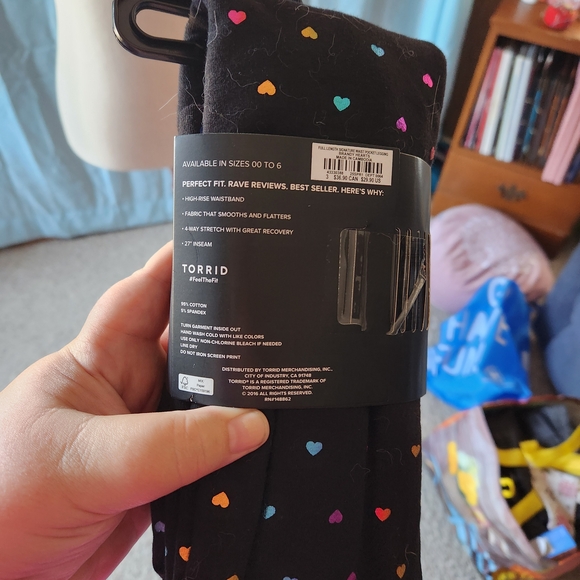 Torrid Black Leggings with Colorful Heart Pattern - Picture 2 of 3